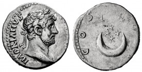 Hadrian. Denarius. 126-127 AD. Rome. (Ric-852). (Bmcre-463). (Rsc-465). Anv.: HADRIANVS (AVGVSTVS), laureate head right. Rev.: COS (III), seven stars ...