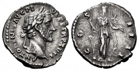 Antoninus Pius. Denarius. 152-153 AD. Rome. (Ric-222). (Bmcre-790). (Rsc-270). Anv.: ANTONINVS AVG PIVS P P TR P XVI, laureate head right. Rev.: COS I...