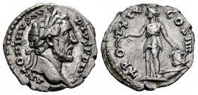 Antoninus Pius. Denarius. 155-156 AD. Rome. (Ric-249). (Bmcre-847). (Rsc-983). Anv.: ANTONINVS AVG PIVS P P IMP II, laureate head right . Rev.: TR POT...