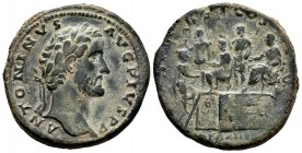 Antoninus Pius. Sestertius. 139 AD. Rome. (Spink-unlisted). (Ric-541). (Ch-481). Anv.: ANTONINVS AVG PIVS P P. laureate bust right. Rev.: (P M TR) POT...