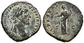 Antoninus Pius. Sestertius. 153-154 AD. Rome. (Ric-929). (Banti-227). Anv.: ANTONINVS AVG PIVS PP TRP XVIII, laureate head right. Rev.: LIBERTAS COS I...