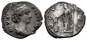 Diva Faustina. Denarius. 141-146 AD. Rome. (Ric-360). (Bmcre-408). Anv.: DIVA FAVSTINA, draped bust right . Rev.: AVGVSTA, Ceres, veiled, standing lef...