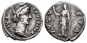 Diva Faustina. Denarius. 141 AD. Rome. (Ric-356 Pio). (Bmcre-399 Pio). (Rsc-96). Anv.: DIVA FAVSTINA, draped bust right. Rev.: AVGVSTA, Ceres, veiled,...