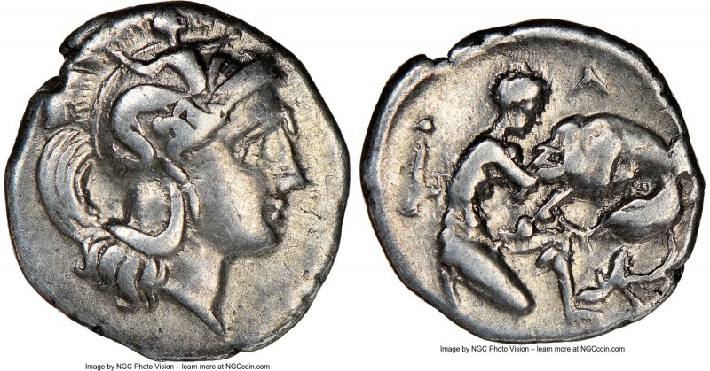 CALABRIA. Tarentum. Ca. 380-280 BC. AR diobol (12mm, 3h). NGC VF. Ca. 325-280 BC...