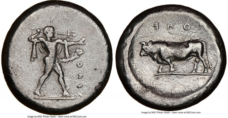 LUCANIA. Poseidonia. Ca. 470-420 BC. AR stater (19mm, 9h). NGC Choice Fine, brus...