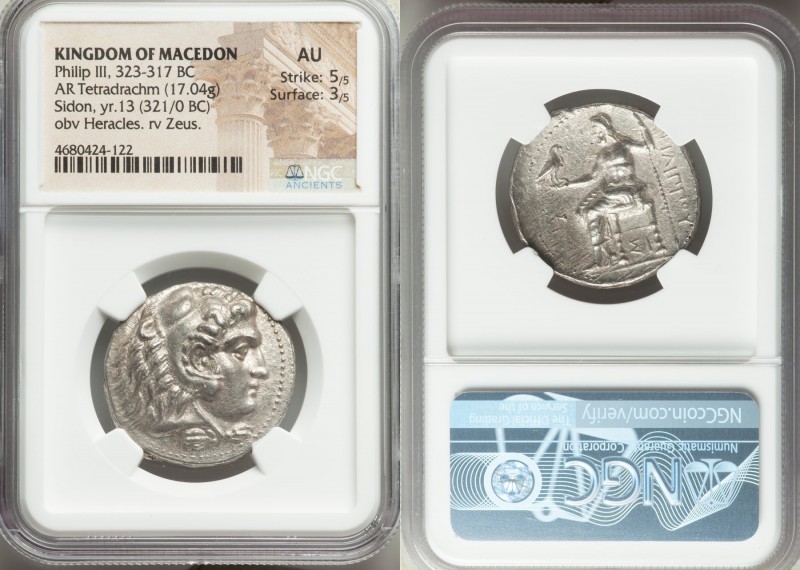 MACEDONIAN KINGDOM. Philip III Arrhidaeus (323-317 BC). AR tetradrachm (28mm, 17...