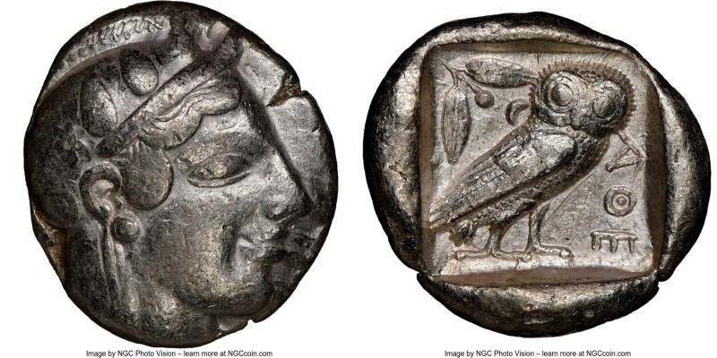 ATTICA. Athens. Ca. 475-465 BC. AR tetradrachm (25mm, 17.17 gm, 2h). NGC VF 5/5 ...