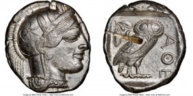 ATTICA. Athens. Ca. 440-404 BC. AR tetradrachm (25mm, 17.20 gm, 1h). NGC Choice XF 5/5 - 2/5, test cut. Mid-mass coinage issue. Head of Athena right, ...