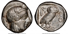 ATTICA. Athens. Ca. 440-404 BC. AR tetradrachm (25mm, 17.16 gm, 10h). NGC XF 4/5 - 3/5. Mid-mass coinage issue. Head of Athena right, wearing crested ...