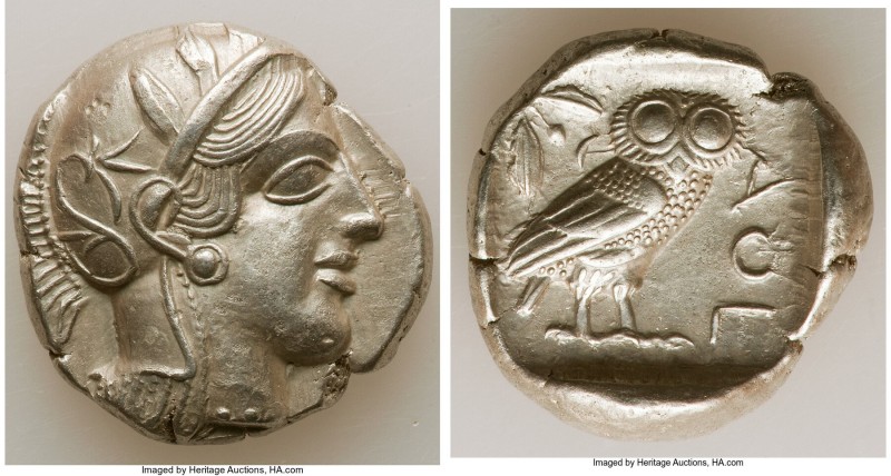 ATTICA. Athens. Ca. 440-404 BC. AR tetradrachm (26mm, 17.17 gm, 5h). AU. Mid-mas...