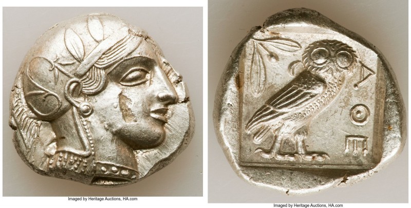 ATTICA. Athens. Ca. 440-404 BC. AR tetradrachm (26mm, 17.17 gm, 5h). AU, flan fl...