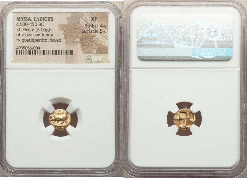MYSIA. Cyzicus. Ca. 500-450 BC. EL sixth-stater or hecte (11mm, 2.66 gm). NGC XF...