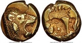 LESBOS. Mytilene. Ca. 521-478 BC. EL sixth-stater or hecte (10mm, 2.57 gm, 12h). NGC Choice XF 4/5 - 5/5. Head of roaring lion right with pelleted tru...