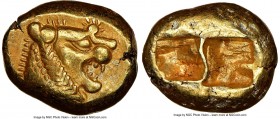 LYDIAN KINGDOM. Alyattes or Walwet (ca. 610-546 BC). EL third-stater or trite (13mm, 4.77 gm). NGC AU 5/5 - 4/5, countermark. Uninscribed, Lydo-Milesi...