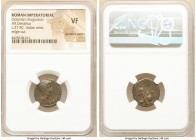 Octavian, as Imperator and Triumvir (43-33 BC). AR denarius (18mm, 11h). NGC VF, bankers marks, edge cut. Uncertain mint in Italy, 37 BC. IMP•CAESAR-D...