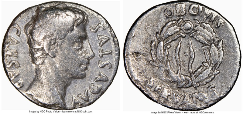 Augustus (27 BC-AD 14). AR denarius (19mm, 5h). NGC Choice Fine. Uncertain mint ...