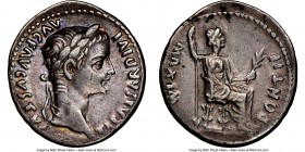 Tiberius (AD 14-37). AR denarius (19mm, 3.79 gm, 1h). NGC XF 5/5 - 3/5. Lugdunum, ca. AD 18-35. TI CAESAR DIVI-AVG F AVGVSTVS, laureate head of Tiberi...