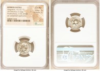 Divus Vespasian (AD 69-79). AR denarius (18mm, 3.53 gm, 7h). NGC Choice AU 5/5 - 5/5. Rome, AD 80-81. DIVVS AVGVSTVS VESPASIANVS, laureate head of Div...