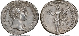 Trajan (AD 98-117). AR denarius (19mm, 7h). NGC XF. Rome, AD 103-111. IMP TRAIANO AVG GER DAC P M TR P, laureate head of Trajan right / COS V P P S P ...