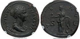 Faustina Junior (AD 147-175/6). AE sestertius (34mm, 25.48 gm, 11h). NGC XF 5/5 - 2/5, Fine Style, smoothing. Rome, AD 145-147. FAVSTINAE AVG-PII AVG ...