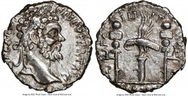 Septimius Severus (AD 193-211). AR denarius (18mm, 3.53gm, 1h). NGC XF. Alexandria, AD 194. IMP CAE L SE P SEV PERT AVG, laureate head of Septimius Se...