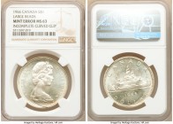 Elizabeth II Mint Error - Incomplete Curved Clip "Large Beads" Dollar 1966 MS63 NGC, Royal Canadian mint, KM64.1. Large beads variety. 

HID09801242...