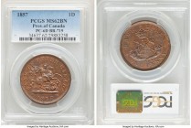 Province of Canada. Bank of Upper Canada "St. George" Penny Token 1857 MS62 Brown PCGS, KM-Tn3, Br-719, PC-6D. Plain edge. Coin alignment. 

HID0980...