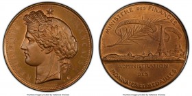 Republic copper Specimen "100th Years Ministry of Finance Currency & Medals" Medal ND (1889) SP65 Red and Brown PCGS, 50mm. By Oudine. REPUBLIQUE FRAN...