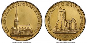 Hamburg. Free City gilt copper Specimen "St. Petri Church Fire" Medal 1842 SP62 PCGS, Gaed-2079. 44mm. By MH Wilkens & Sons. DER VATER FROMMER SINN RI...