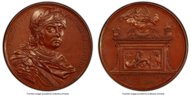 "Kings & Queens of England - Richard I" bronzed copper Specimen Medal ND (1731) ...