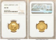 George III gold 1/2 Guinea 1810 AU58 NGC, KM651, S-3737. Butter-gold color with reflective semi-prooflike fields. 

HID09801242017

© 2020 Heritag...