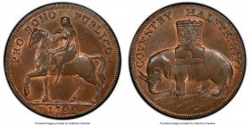 Warwickshire. Coventry copper 1/2 Penny Token 1792 MS65 Brown PCGS, D&H-231. PRO BONO PUBLICO 1792 Lady Godiva on horseback riding left / COVENTRY HAL...