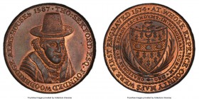 Suffolk. Woodbridge copper Penny Token 1796 MS65 Red and Brown PCGS, D&H-15. THO SEKFORD ESQ FOUNDED WOODBRIDGE ALMS-HOUSES 1587 His bust quarter faci...