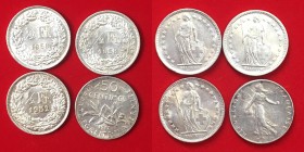 Lotto di 4 monete in argento. Francia e Svizzera. Conservazioni SPL-FDC