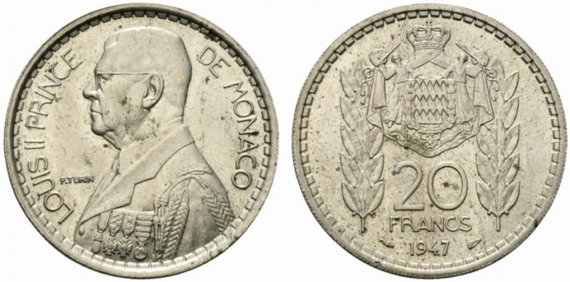 Monaco. 20 francs 1947 Coppernickel