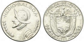 Panama. 1/2 balboa 1966 Ag. 0.400 11.45g KM#12a.1 SPL