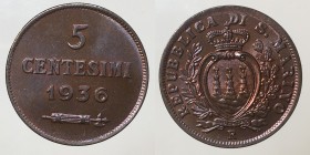San Marino. 5 centesimi 1936 FDC