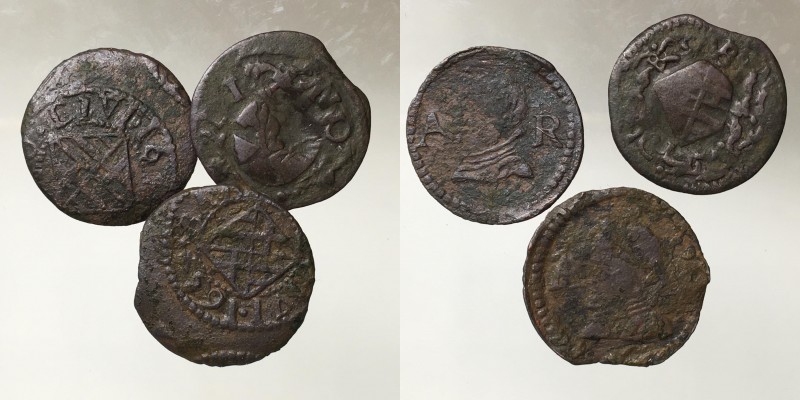Spain. Barcelona, Filipo IV 1621-1665 Ardite. 3 monete di cui una con evidente r...