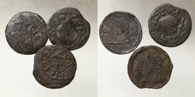 Spain. Barcelona, Filipo IV 1621-1665 Ardite. 3 monete di cui una con evidente ribattitura