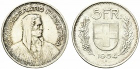 Switzerland. 5 francs 1954 FDC Ag.15,07g patinata
