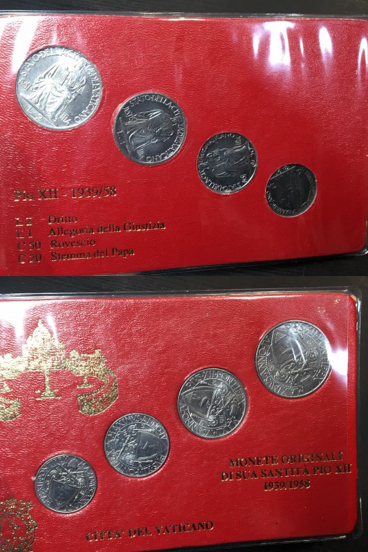 Vaticano. Pio XII 1942. 4 monete FDC in cartoncino souvenir