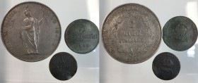 Milano. Lotto di 3 monete incluse 5 lire 1848 governo provvisorio di lombardia