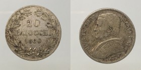 Pio IX, 20 baiocchi 1860 Roma anno XV Ag