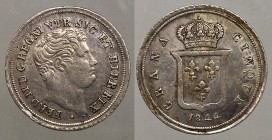 Napoli. Regno delle due Sicilie. Ferdinando II di Borbone. 5 grana 1844 c/rigato Ag.1,16g rif.Magliocca 658/a SPL
