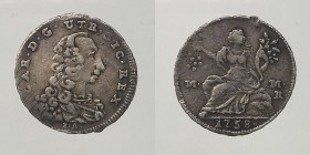 Napoli. Regno di Napoli, Carlo di Borbone mezzo carlino da 5 grana 1758. Ag 0,99g rif.Magliocca 159