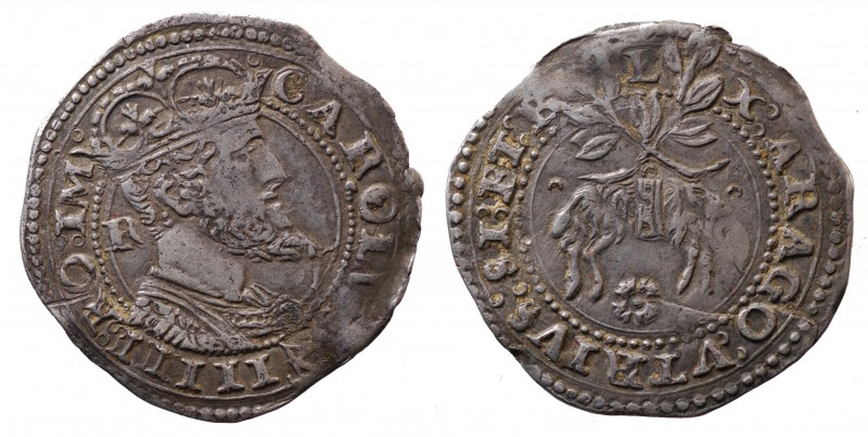 Napoli. Vicereame. Regno di Napoli. Carlo V 1516/1556 Carlino con tosone al rove...