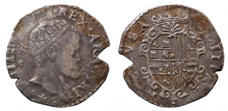 Napoli. Vicereame. Regno di Napoli. Filippo II 1554-1598. Tarì con stemma a form...