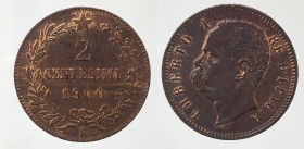 Umberto I 2 centesimi 1900 qFDC vecchia lucidatura, segni da contatto