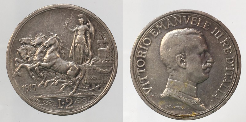 Vittorio Emanuele III 2 lire 1917 non comune Ag. BB