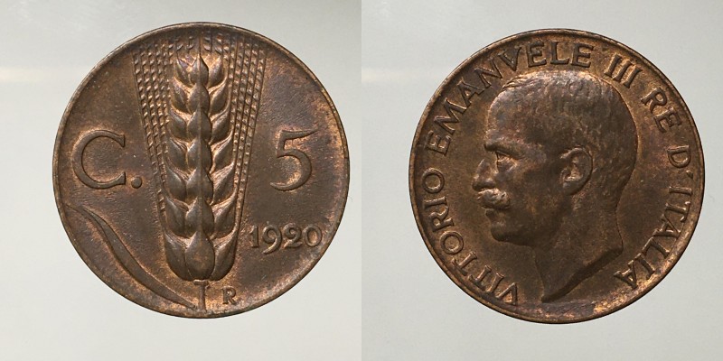 Vittorio Emanuele III 5 centesimi 1920 spl-fdc